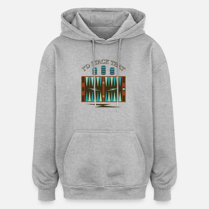 Backgammon Spiel - Oversized Unisex Hoodie - Grau meliert