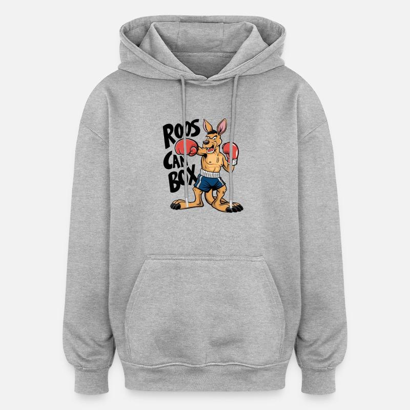 Kangaroo Boxing : Roos Can Box - Sweat à capuche oversize unisexe - gris chiné