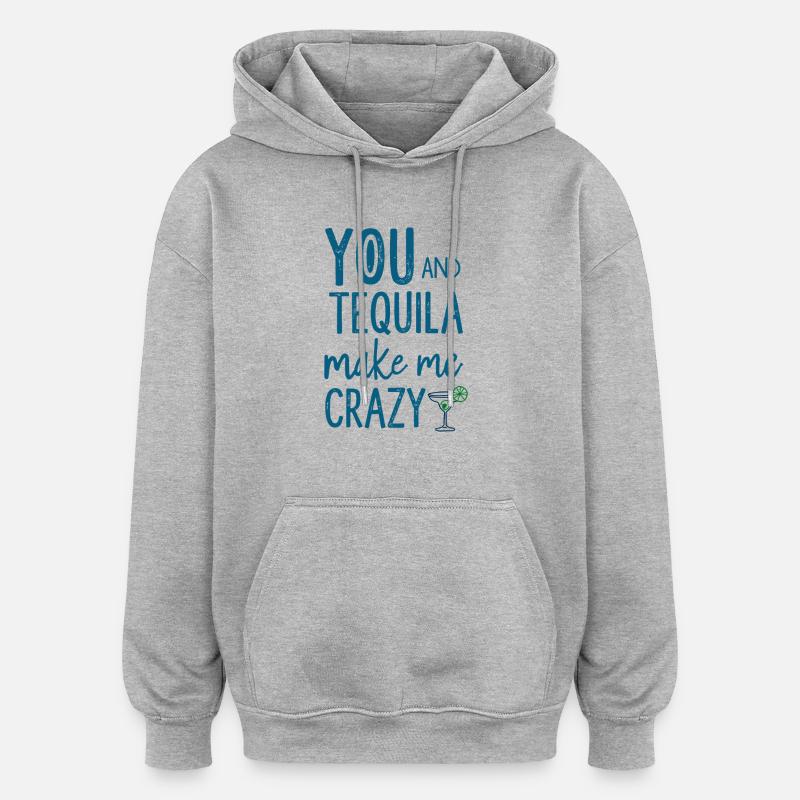 Tequila Party Dire Citation - Sweat à capuche oversize unisexe - gris chiné