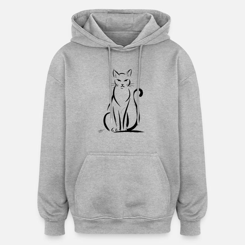 Silhouette de chats élégants Oeuvre - Sweat à capuche oversize unisexe - gris chiné