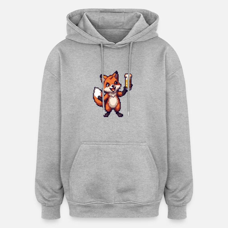 Bière Fuchs Pixel - Sweat à capuche oversize unisexe - gris chiné