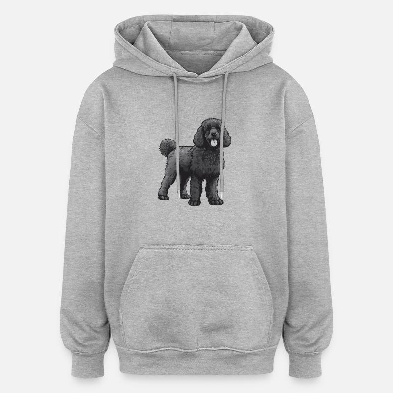 Caniche Chien - Sweat à capuche oversize unisexe - gris chiné