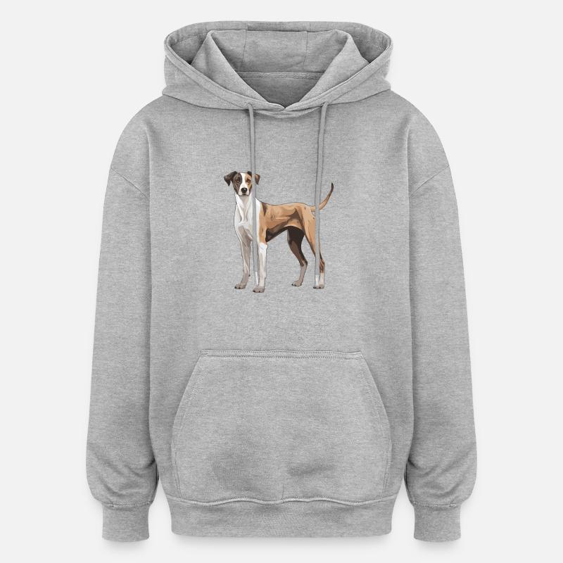 Chien lévrier - Sweat à capuche oversize unisexe - gris chiné