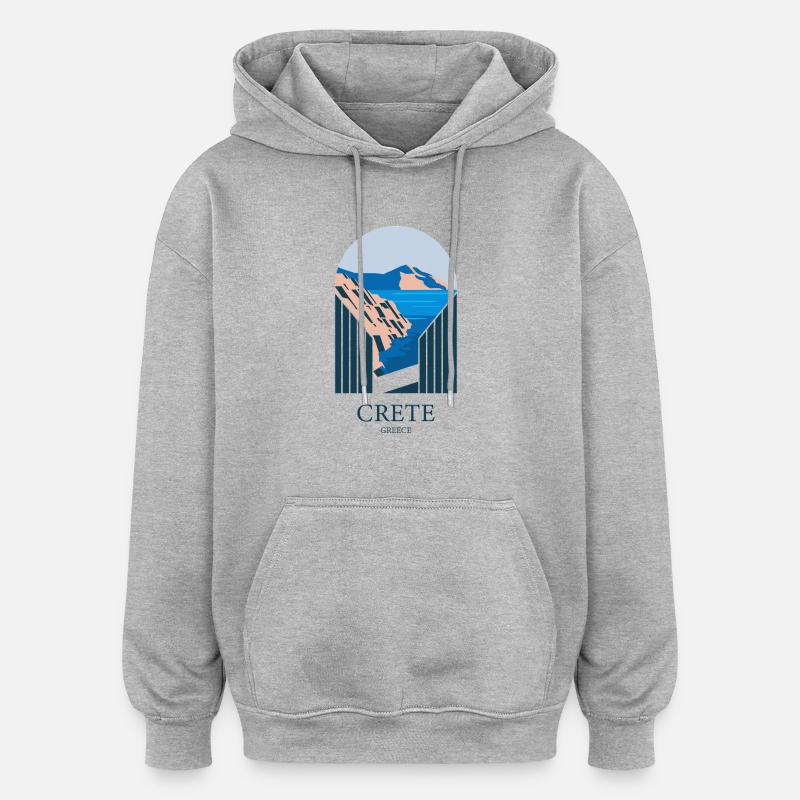 Grete Greece Souvenir : Paysage Sublime - Sweat à capuche oversize unisexe - gris chiné