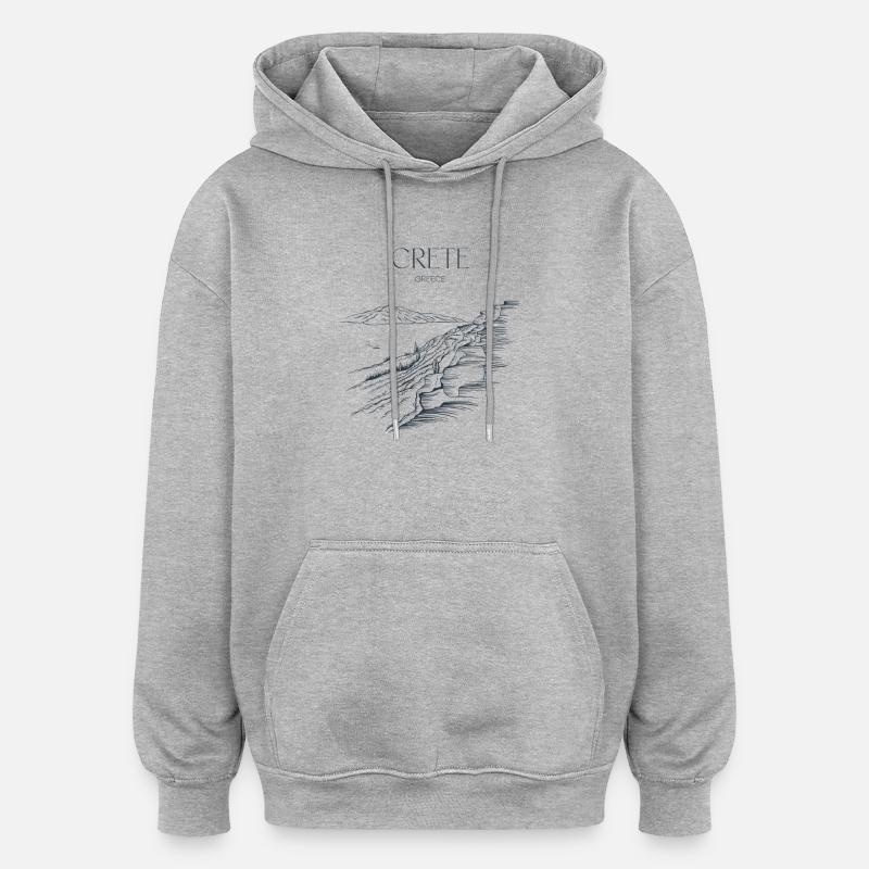 Grete Grèce Souvenir Crète Paysage - Sweat à capuche oversize unisexe - gris chiné