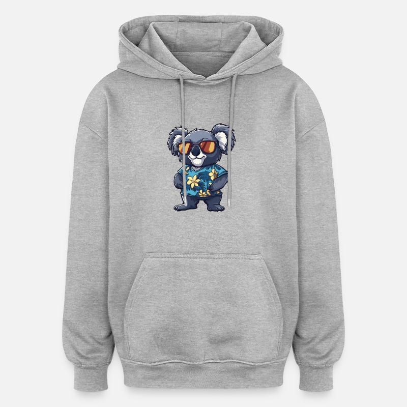 Koala Bande dessinée Drôle d’été - Sweat à capuche oversize unisexe - gris chiné