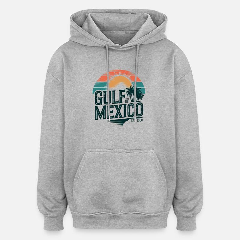 Golfe du Mexique - Sweat à capuche oversize unisexe - gris chiné