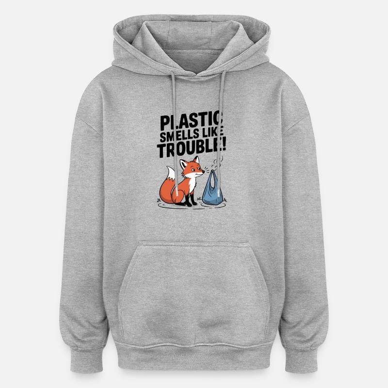Plastic is a problem - Oversized Unisex Hoodie - heather grey
