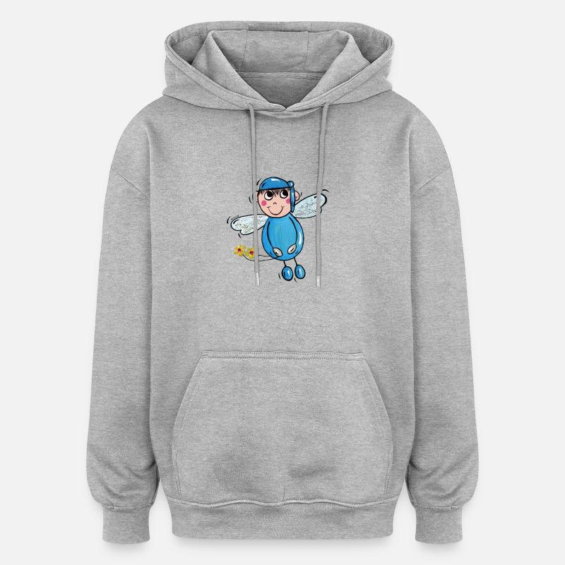 Ange gardien Leon - Sweat à capuche oversize unisexe - gris chiné