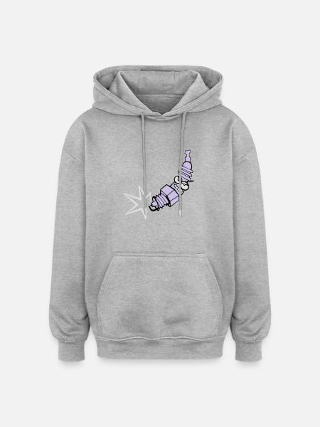 Zündkerze mit Farbänderungsfunktion - Oversized Unisex Hoodie - Grau meliert