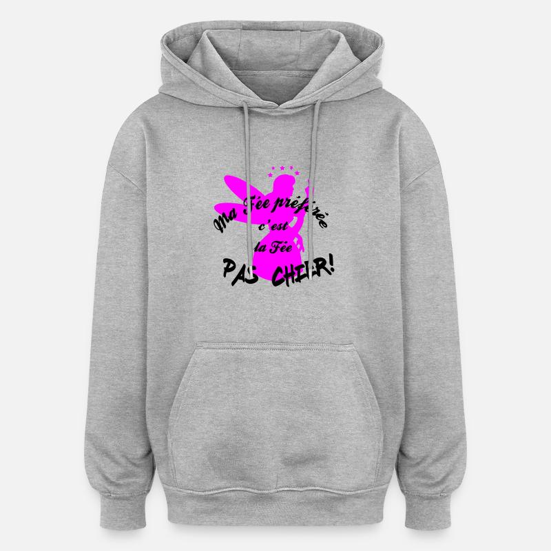 fee pas chier - Sweat à capuche oversize unisexe - gris chiné