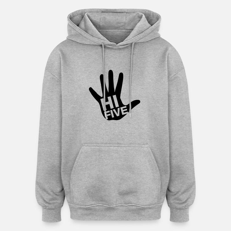 high_five_1__f1 - Sweat à capuche oversize unisexe - gris chiné