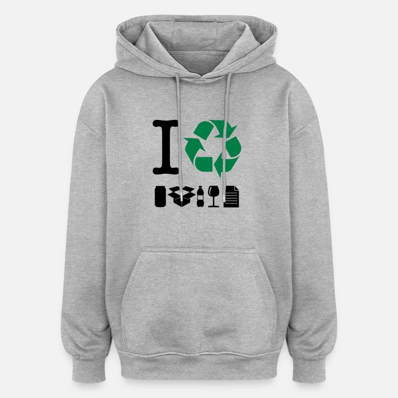 I Recycle - Sweat à capuche oversize unisexe - gris chiné