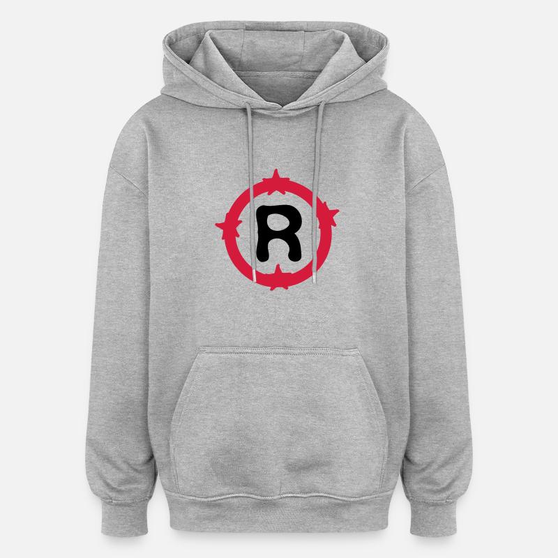 Letter R & Circle shapes pattern - Oversized Unisex Hoodie - heather grey