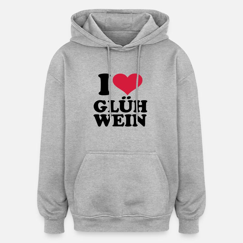 J'aime glögg - Sweat à capuche oversize unisexe - gris chiné