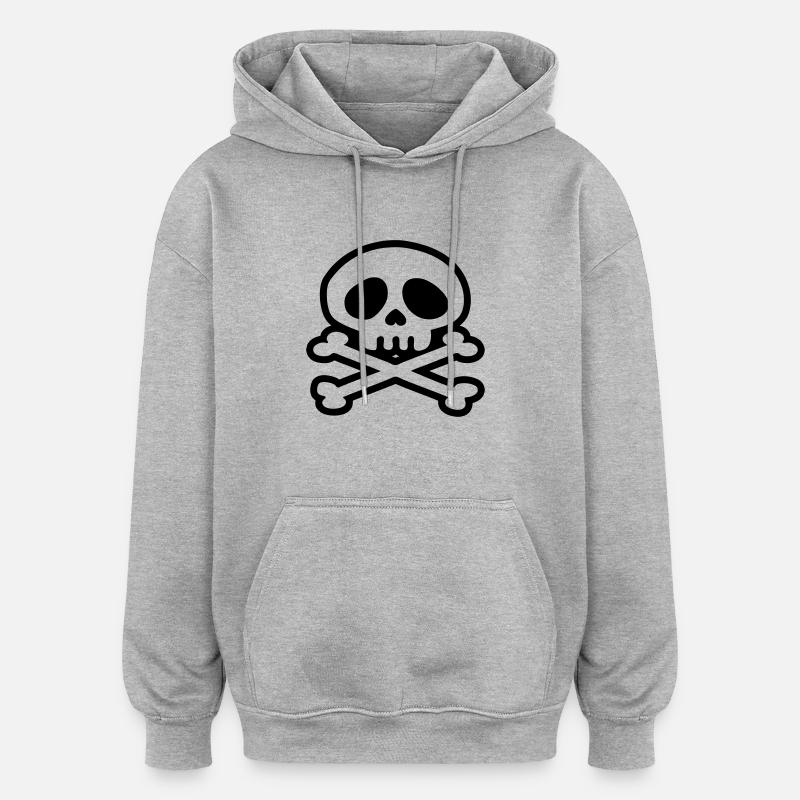 tete de mort pirate - Sweat à capuche oversize unisexe - gris chiné