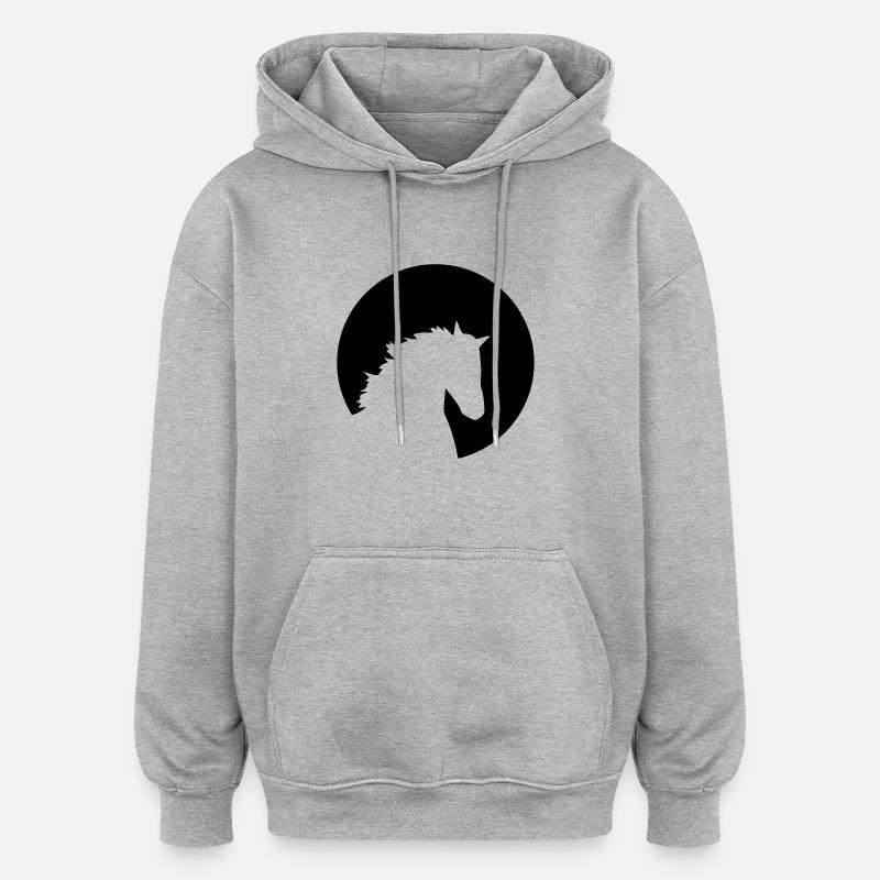 Pferd - Oversized Unisex Hoodie - Grau meliert