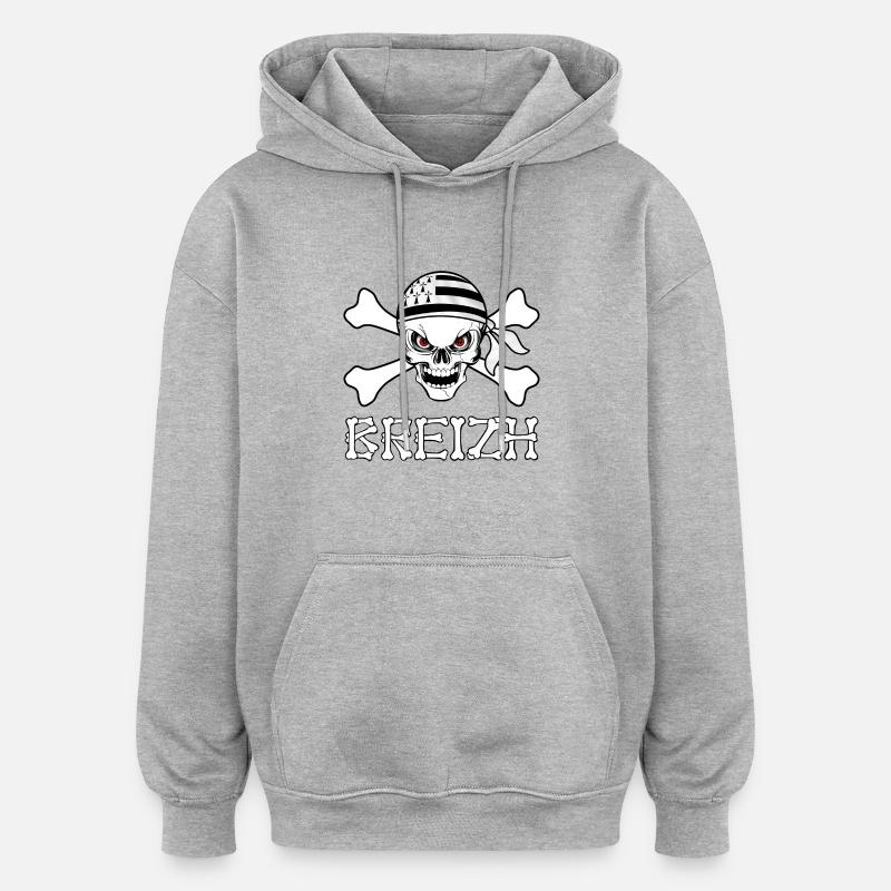 Bretagne - Breizh 16 - Sweat à capuche oversize unisexe - gris chiné