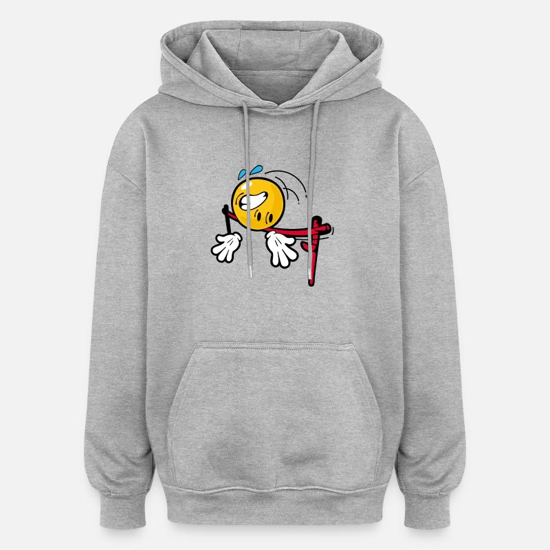 Smiley High Jump - Sweat à capuche oversize unisexe - gris chiné