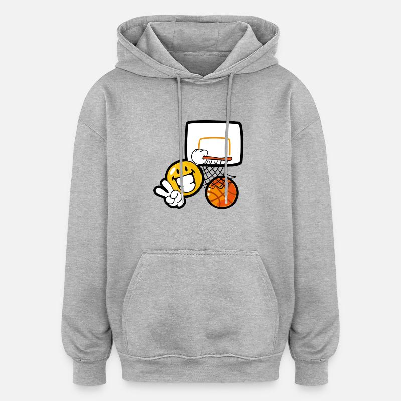 Smiley Basket - Sweat à capuche oversize unisexe - gris chiné
