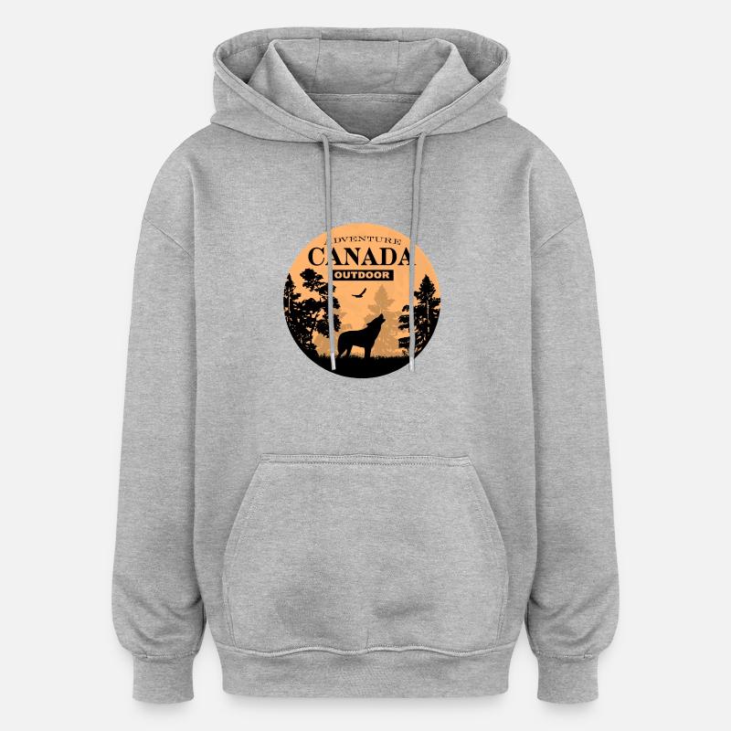 Canada - Wolf - Oversized Unisex Hoodie - Grau meliert
