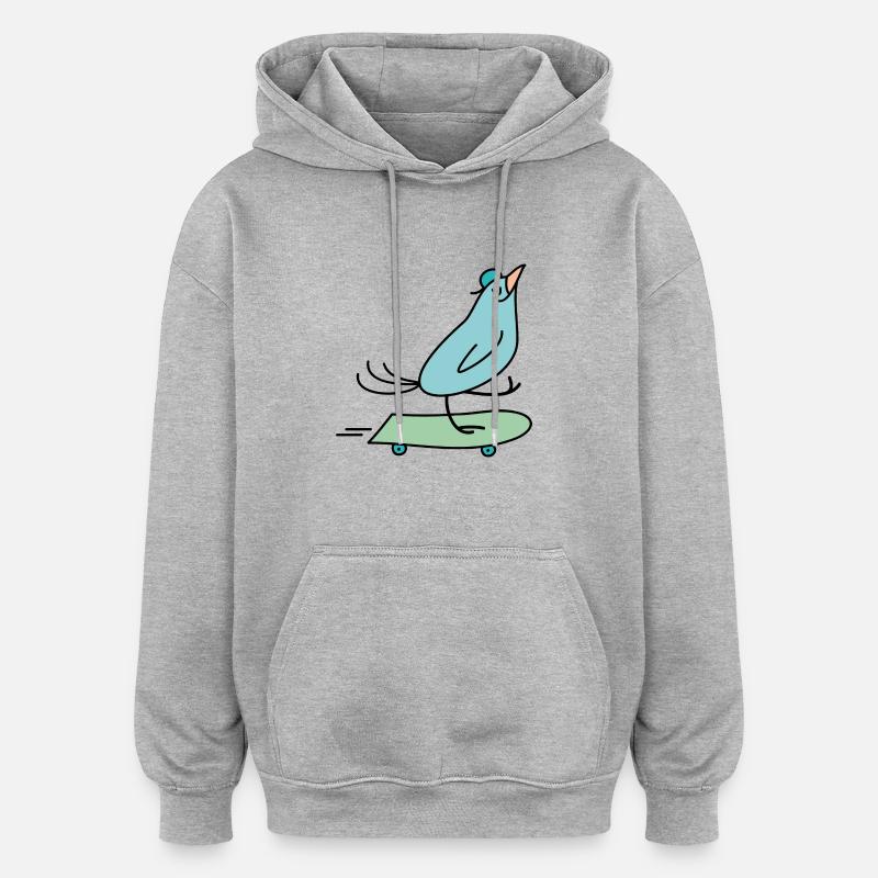 bird hangover - Sweat à capuche oversize unisexe - gris chiné