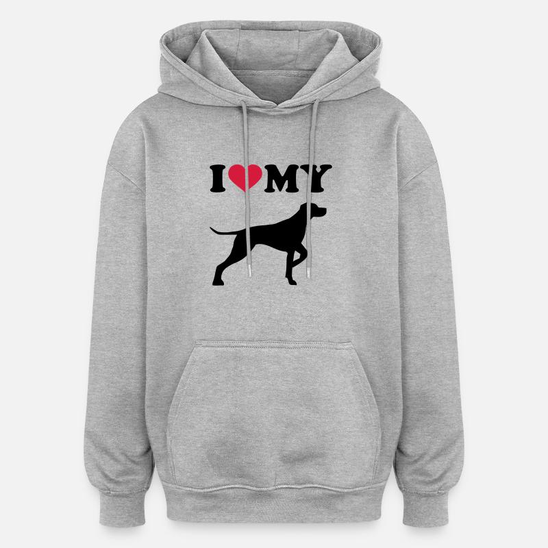 German Shorthaired Pointer - Sweat à capuche oversize unisexe - gris chiné