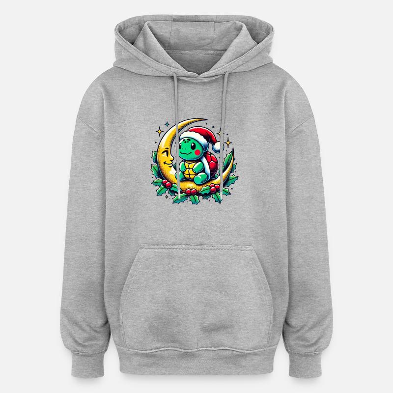 Tortue de Noël - Sweat à capuche oversize unisexe - gris chiné