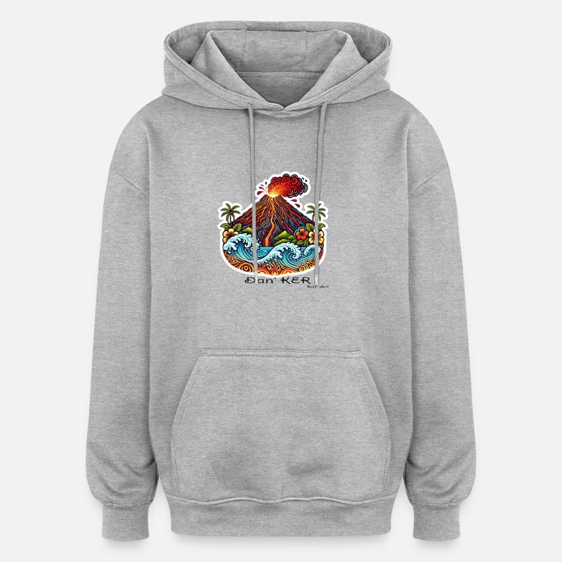 974 DAN KER 1 - Sweat à capuche oversize unisexe - gris chiné