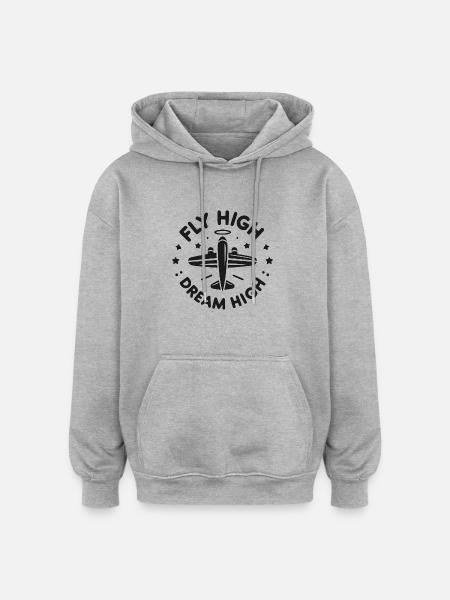 Fly High Dream High - Oversized Unisex Hoodie - heather grey
