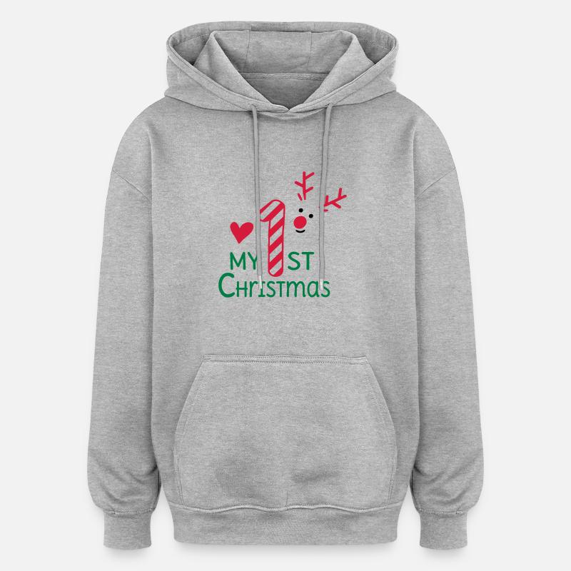 Mon premier Noël - Sweat à capuche oversize unisexe - gris chiné