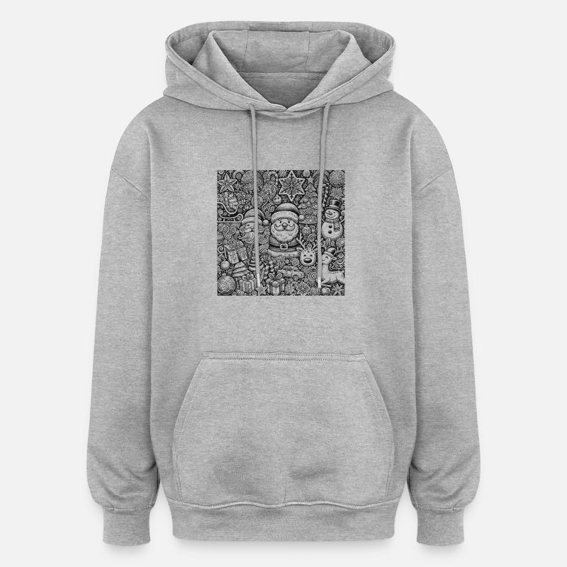 Noël - Sweat à capuche oversize unisexe - gris chiné