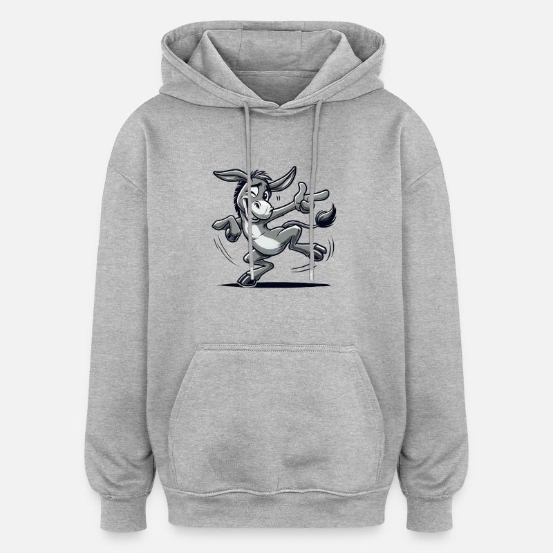 Esel Comic - Oversized Unisex Hoodie - Grau meliert