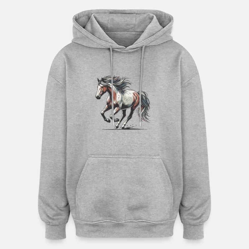 Cheval - Sweat à capuche oversize unisexe - gris chiné