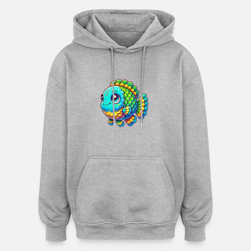 Fisch Comic - Oversized Unisex Hoodie - Grau meliert