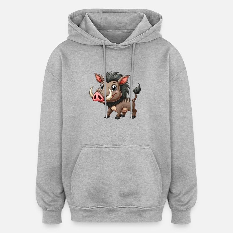 phacochère - Sweat à capuche oversize unisexe - gris chiné