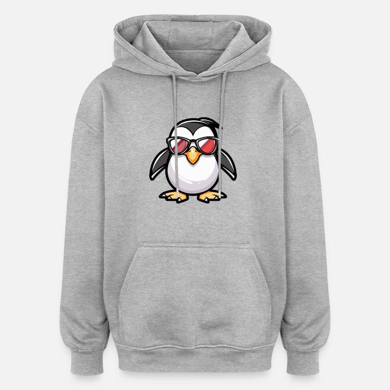 Pingouin - Sweat à capuche oversize unisexe - gris chiné