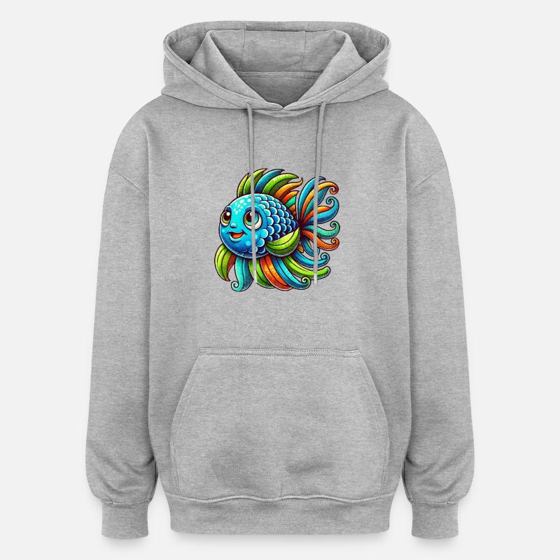 fisch comic - Oversized Unisex Hoodie - Grau meliert