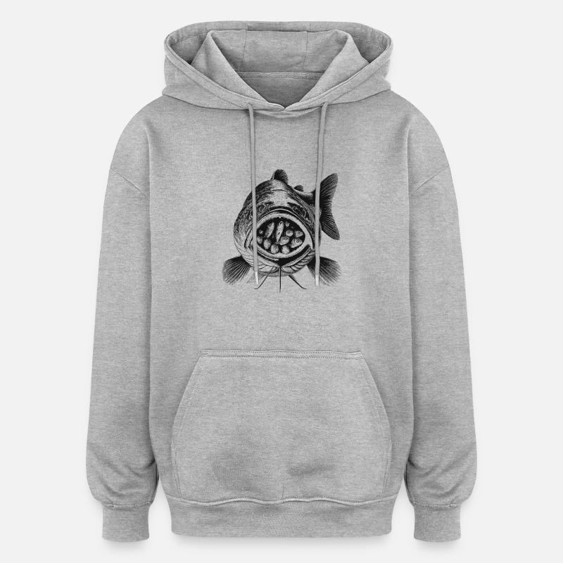 Poisson - Sweat à capuche oversize unisexe - gris chiné