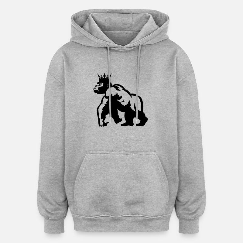 Roi des gorilles - Sweat à capuche oversize unisexe - gris chiné