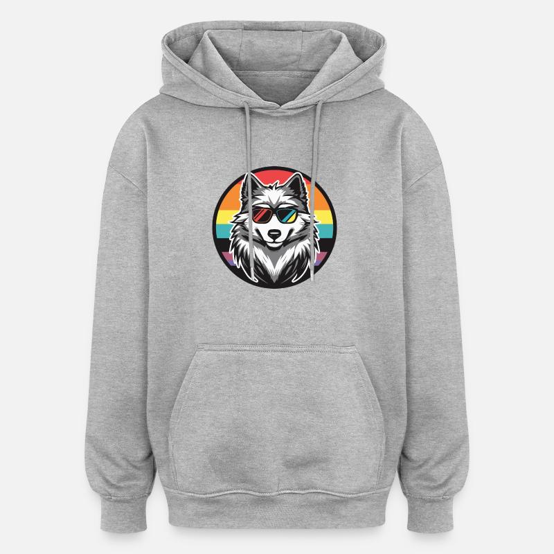 Wolf Comic Cool Summer - Oversized Unisex Hoodie - heather grey