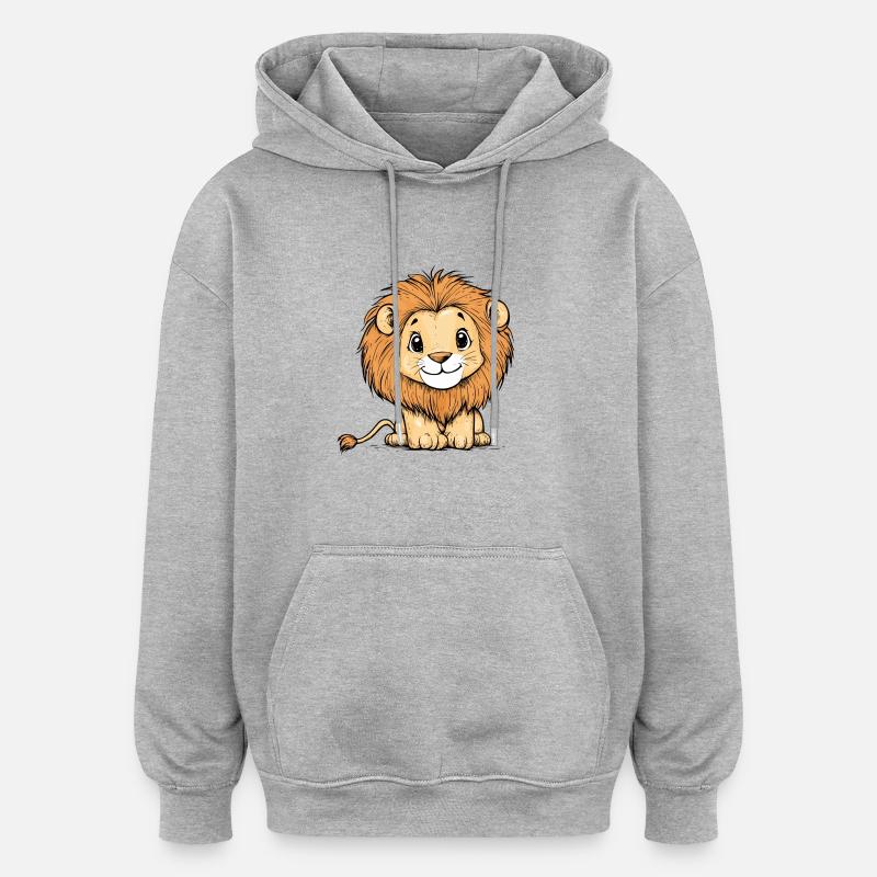 Petit lion mignon - Sweat à capuche oversize unisexe - gris chiné