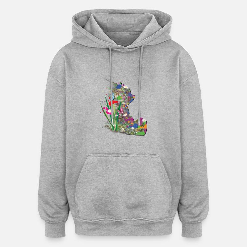 Ours, Été, Abstrait, Papillon - Sweat à capuche oversize unisexe - gris chiné