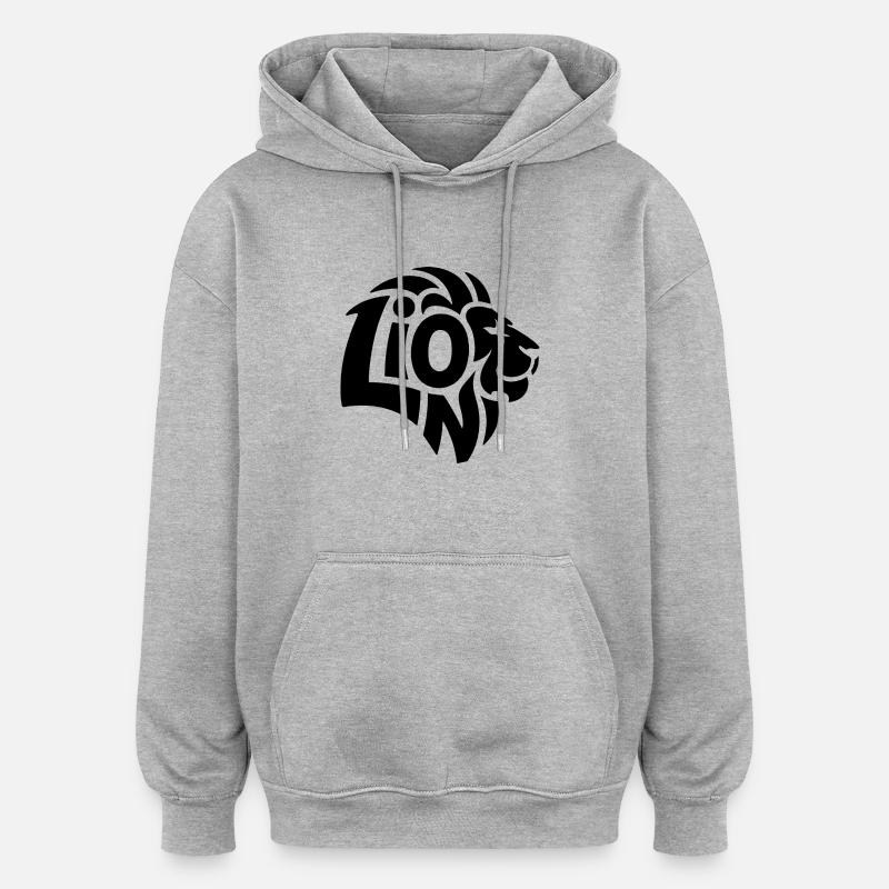 Löwe - Cooles Löwen-Logo - Oversized Unisex Hoodie - Grau meliert