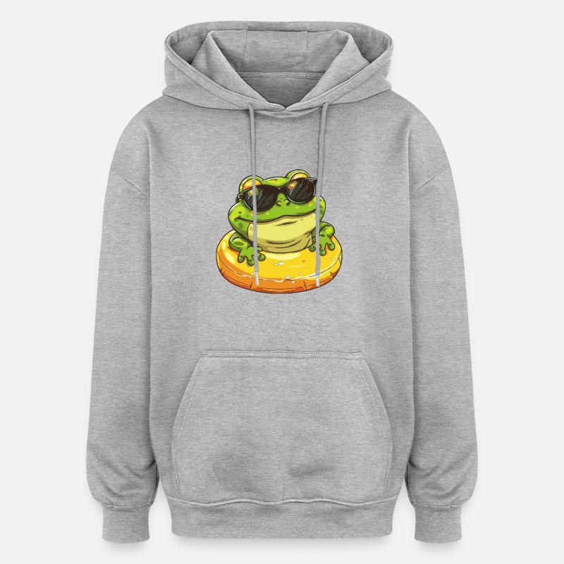 Frosch Comic Cool - Oversized Unisex Hoodie - Grau meliert