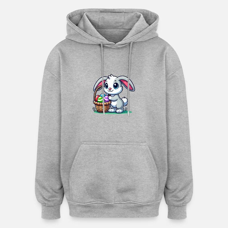 Lapin de Pâques - Sweat à capuche oversize unisexe - gris chiné