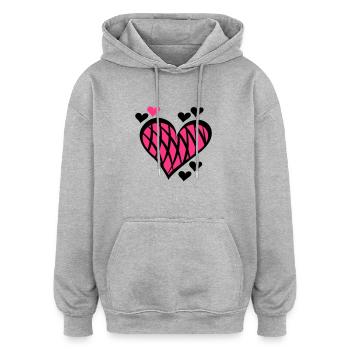 Crossed Heart Details - Oversized Unisex Hoodie - heather grey - Front - Noah (186cm)
