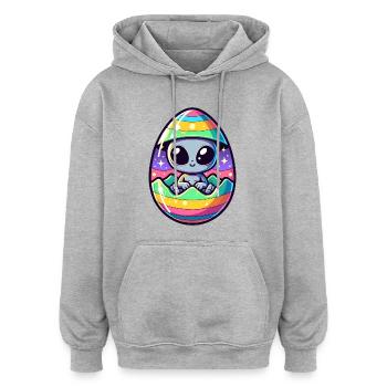 Alien Osterei-Schlüpfen Design: Bunte Überraschung - Oversized Unisex Hoodie - Grau meliert - Vorne - Noah (186cm)