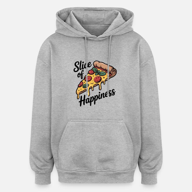 Tranche de bonheur - Pizza - Sweat à capuche oversize unisexe - gris chiné