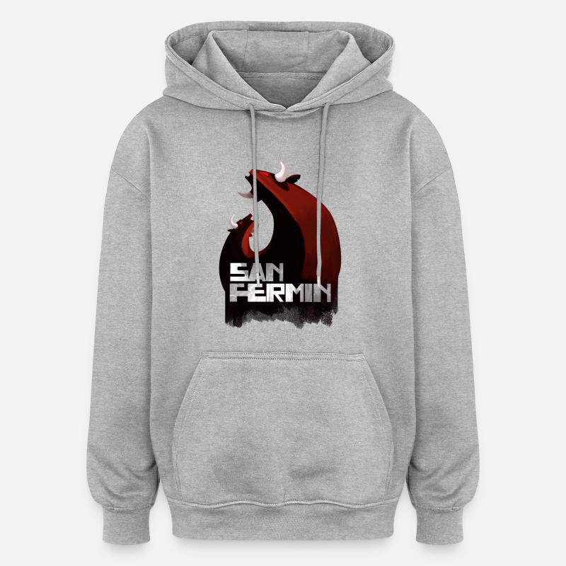 taureaux de San Fermin - Sweat à capuche oversize unisexe - gris chiné